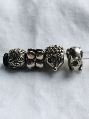 Lot of 4 925 silver bracelet beads, incl. Trollbeads - nature/animal theme